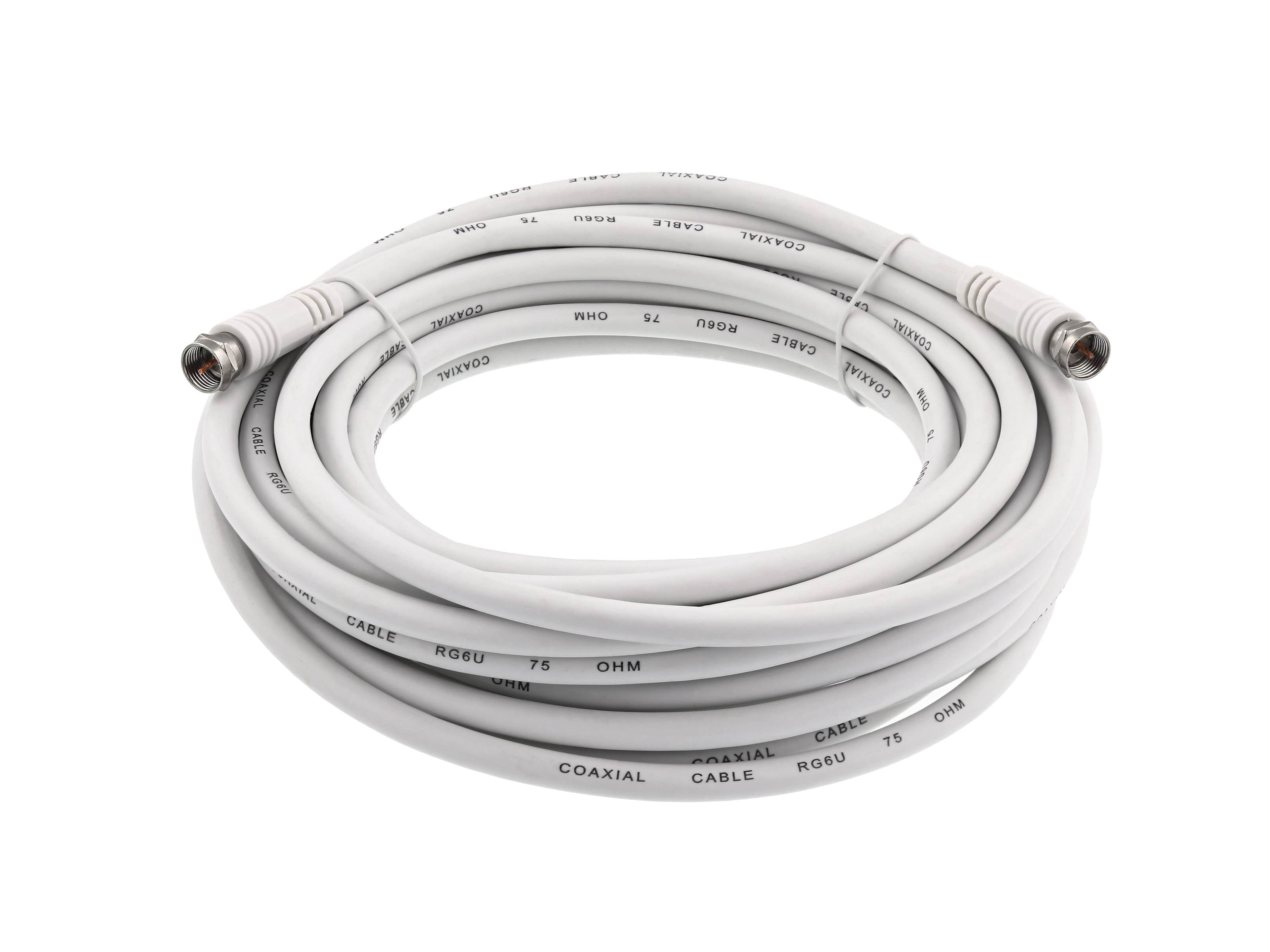 Cable coaxial RG6 blanco para TV de 25 pies de longitud – Miyako M-217-25G