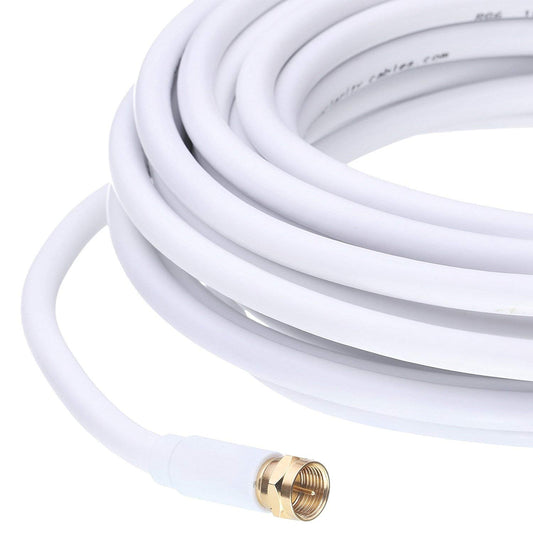 Cable coaxial RG6 blanco para TV de 50 pies de longitud – Miyako M-217-50G