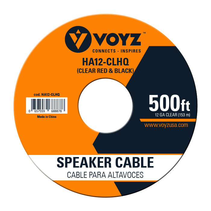 Cable para altavoces, 12AWG, chaqueta PVC rojo/negro transparente libre de oxígeno - HA12-CLHQ VOYZ