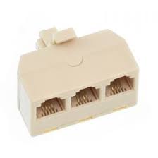 Adaptador Y para teléfono, 3 entradas RJ-11, 4 pines, color marfil – KUWES 203