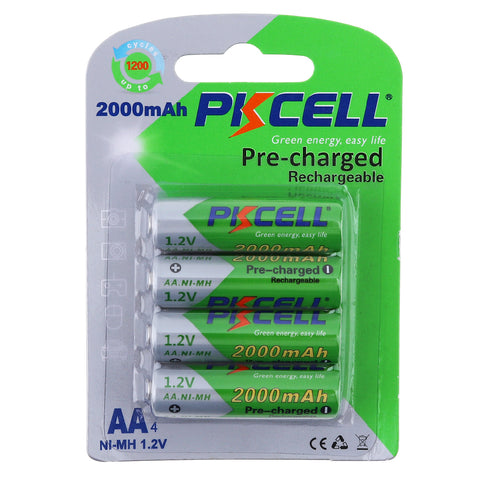 Paquete de 4 baterías PRE-CARGADAS en tamaño AA de 2000mAh