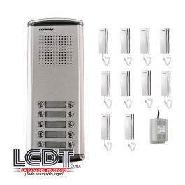 Kit de Botonera Commax DR-10AM: Botonera con 10 botones, 10 citófonos y fuente de poder