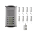 Kit de Botonera Commax DR-8AM: Botonera con 8 botones, 8 teléfonos para apartamentos y fuente de poder