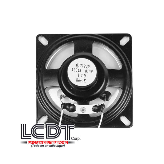 Q171230 – Bocina cuadrada de 2.5”, 100 Ohm, 0.5W