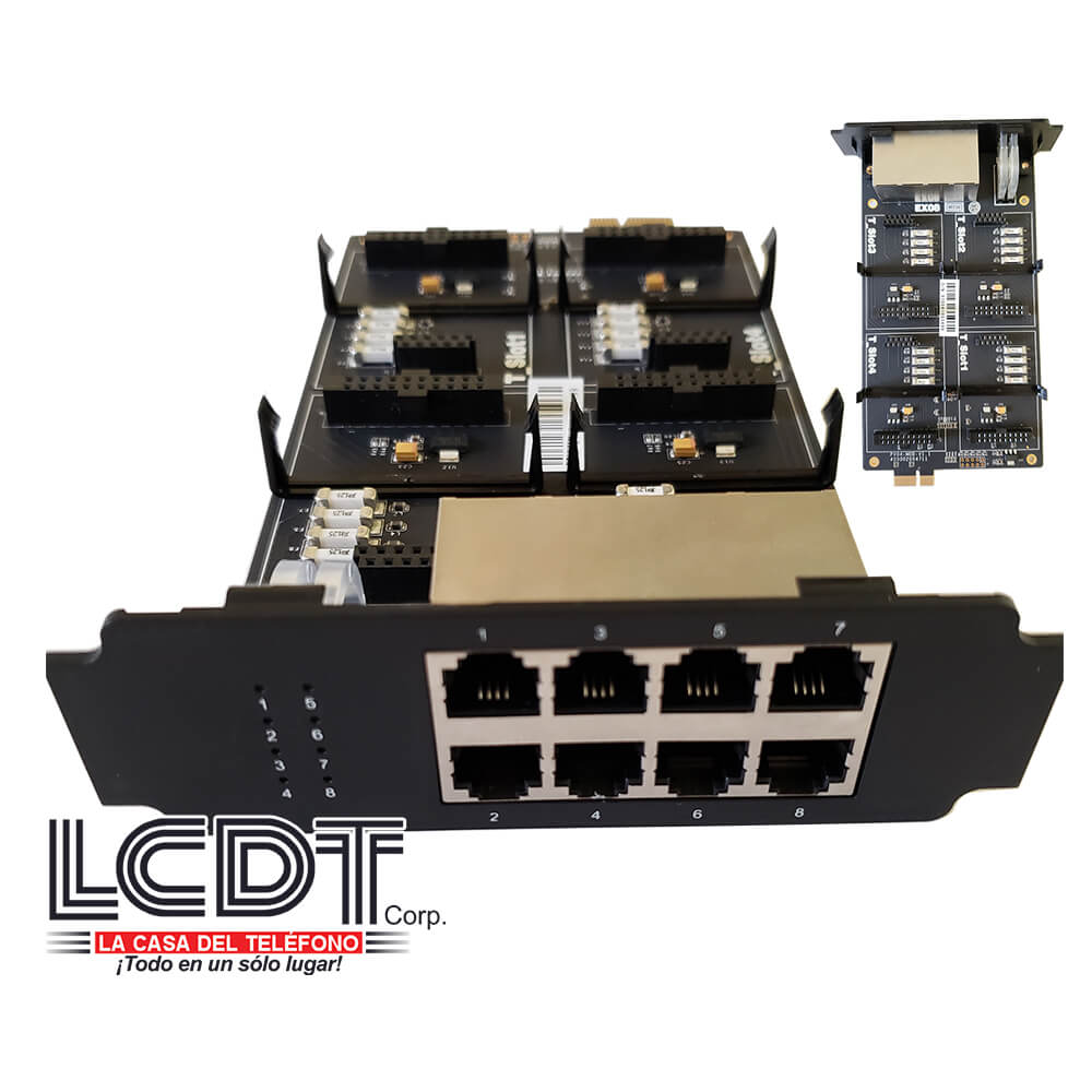 Yeastar EX08 – Tarjeta de ampliación con 8 puertos RJ11 y 4 ranuras libres para S100 y S300