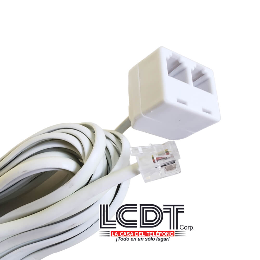 Adaptador Y con cable telefónico de 5 metros, RJ-11 en un extremo y un adaptador doble en el otro extremo – LCDT CPTU64UF264