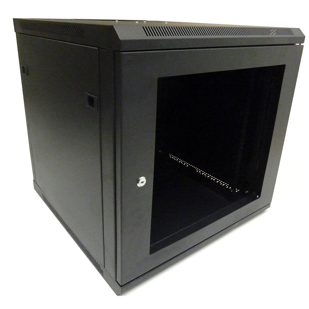 Gabinete 12U de pared 60cm x 55cm con puerta de vidrio