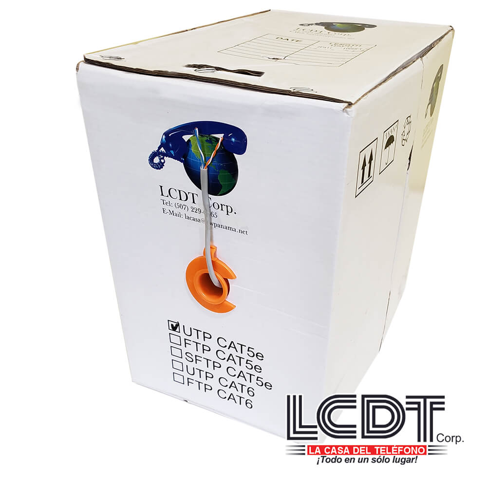 Caja de cable aleación 2 pares CAT5e Gris, 1000 pies - LCDT CCACAT5E2P