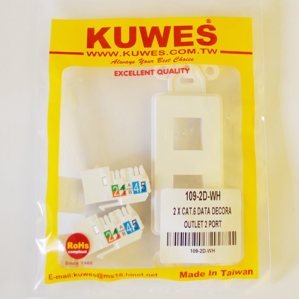 KUWES 109-2D-WH – Inserto decora con 2 puertos Cat6+