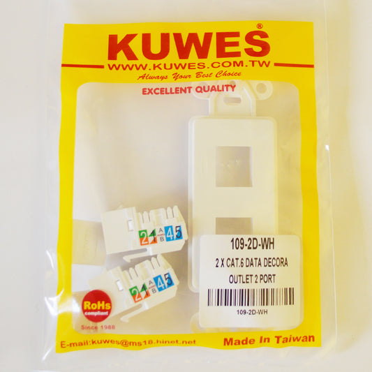 KUWES 109-2D-WH – Inserto decora con 2 puertos Cat6+