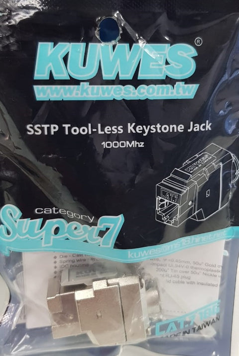 Módulo keystone jack blindado SSTP CAT7 10G color Gris – Kuwes KSNT-ABL-GY
