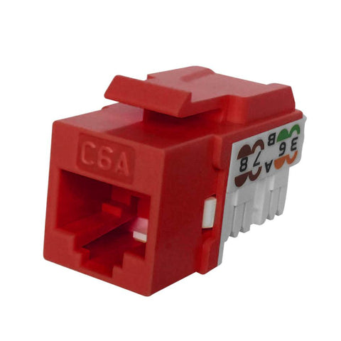 Keystone Jack modular CAT6A rojo súper delgado para redes de alto rendimiento - KUWES AKL-28-2621-6AD