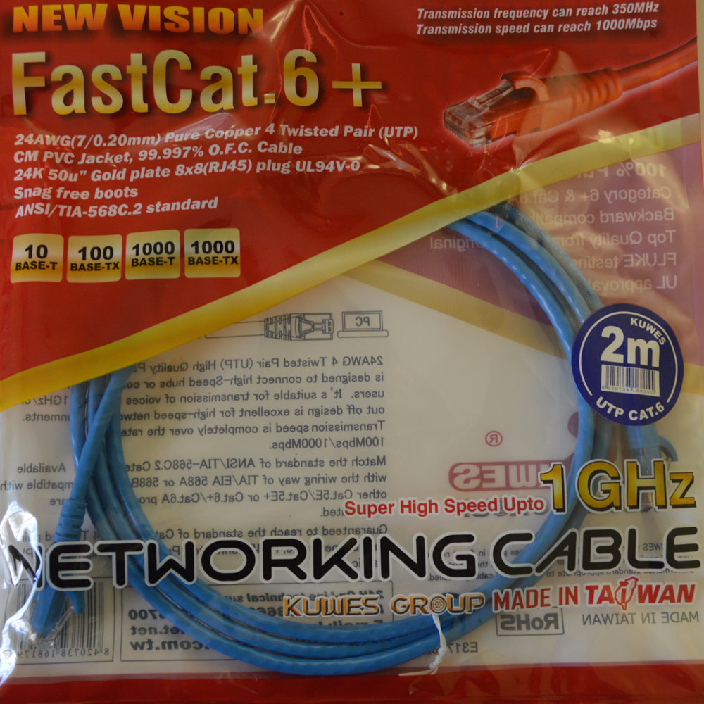 KUWES KPO1032MBL – Patch Cord UTP CAT6 Azul de 2M