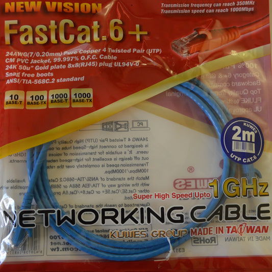 KUWES KPO1032MBL – Patch Cord UTP CAT6 Azul de 2M