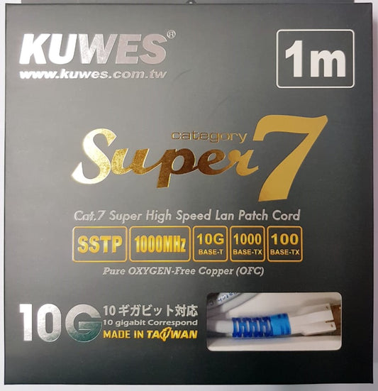 Patch Cord UTP CAT7 Azul de 1M, SSTP, 10G, OFC - KUWES KS-S7-1M-BL
