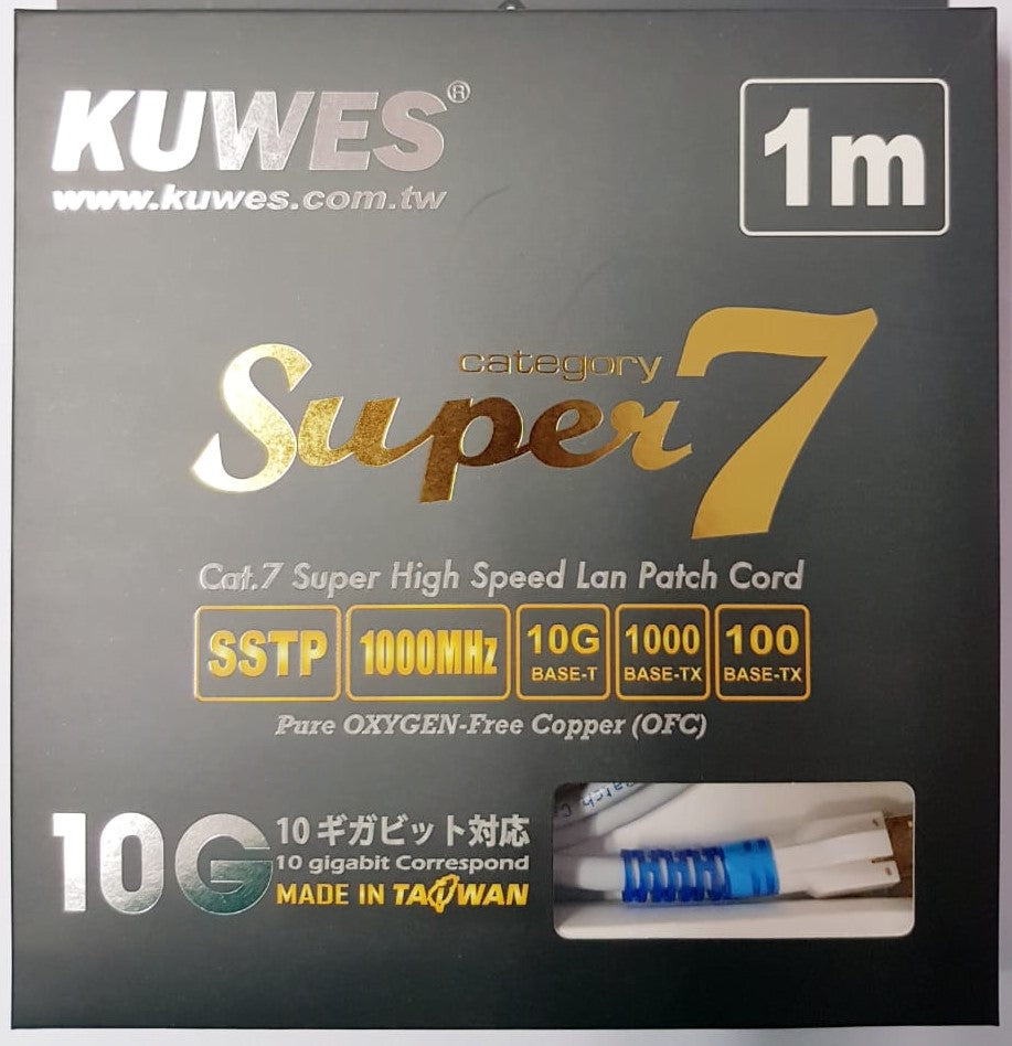 Patch Cord UTP CAT7 Azul de 1M, SSTP, 10G, OFC - KUWES KS-S7-1M-BL