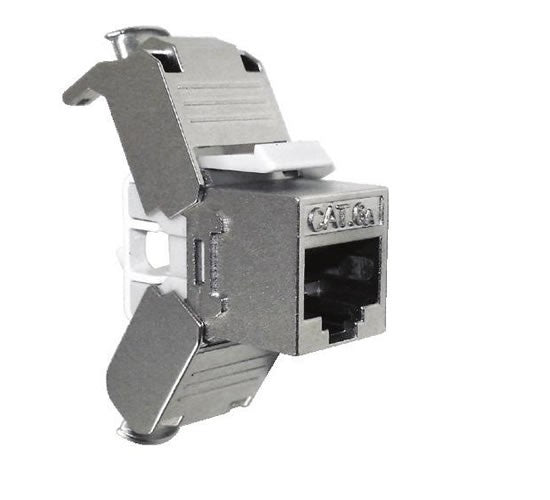 Módulo keystone jack blindado FTP CAT6A 10G 180° - KUWES KSNT-88F-6A-FS