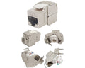Módulo keystone jack blindado STP uso en redes CAT6A, color blanco, montaje sin herramienta (toolless) – Kuwes KSNT-TLSS-ABL-C6A-S3M