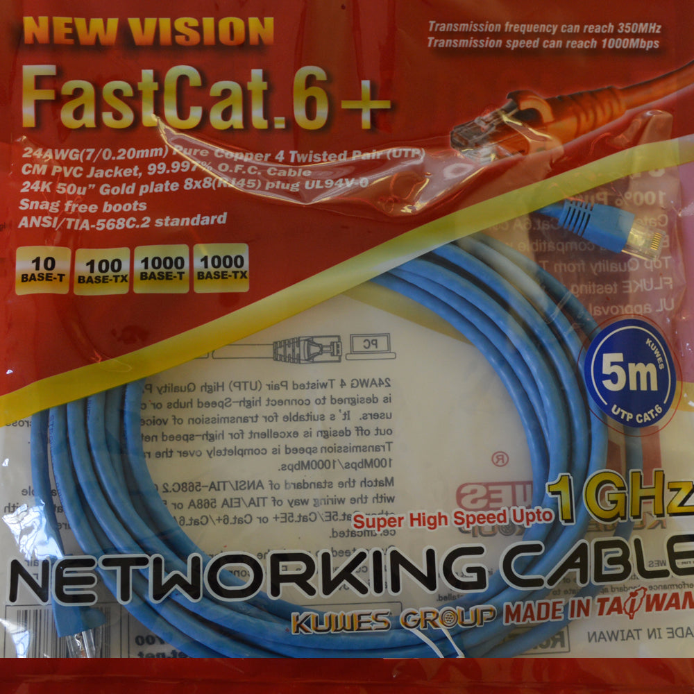 KUWES UTP-P6-5B – Patch Cord UTP CAT6 Azul de 5M