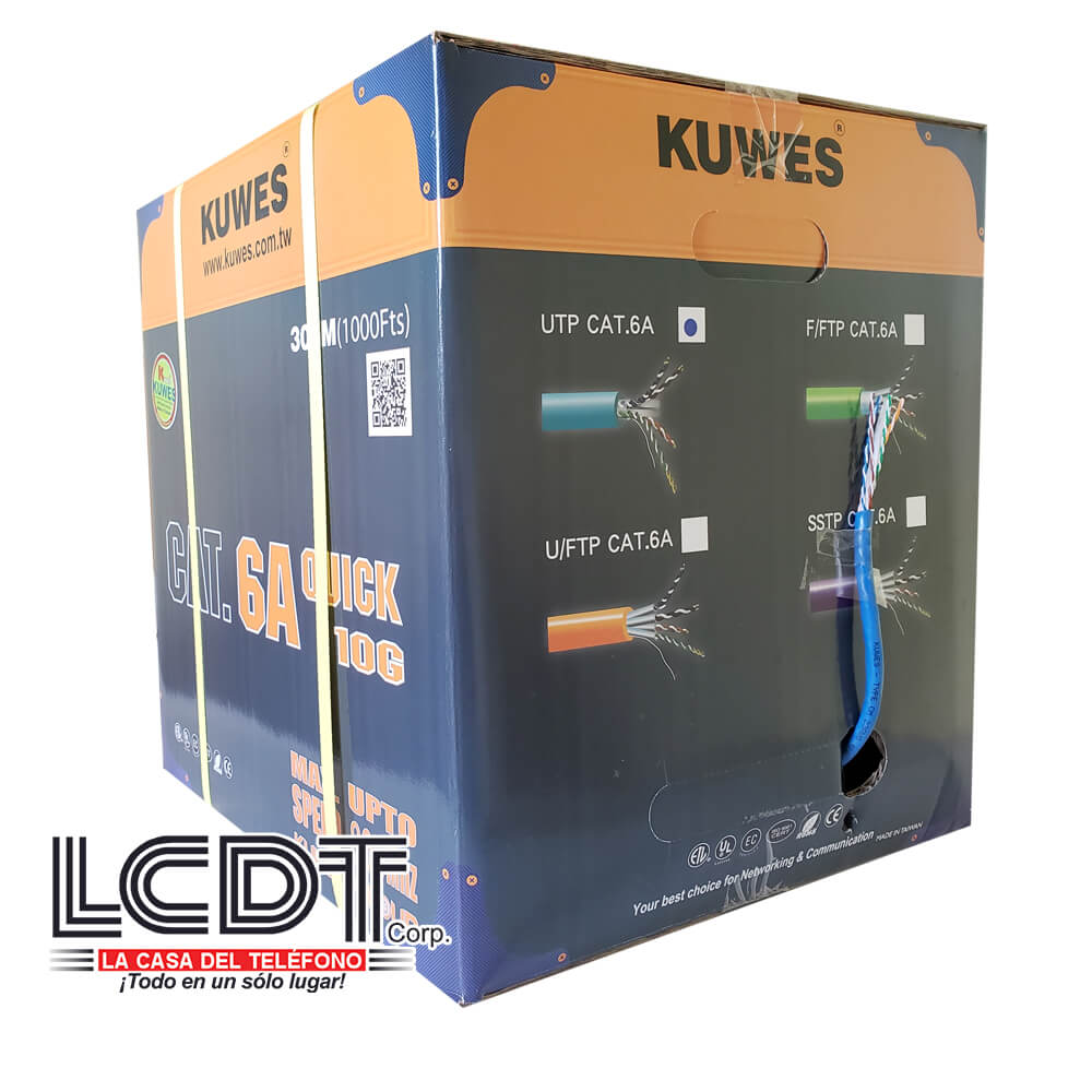 Caja de UTP CAT6A Azul, Cobre, 1000 pies - KUWES UC6A-BL