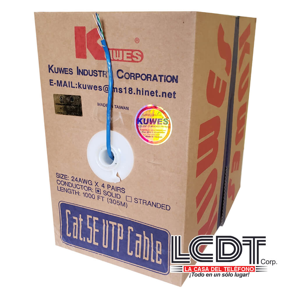 Caja de UTP CAT5e Azul, cobre, 1000 pies - KUWES UTP-C5EBL