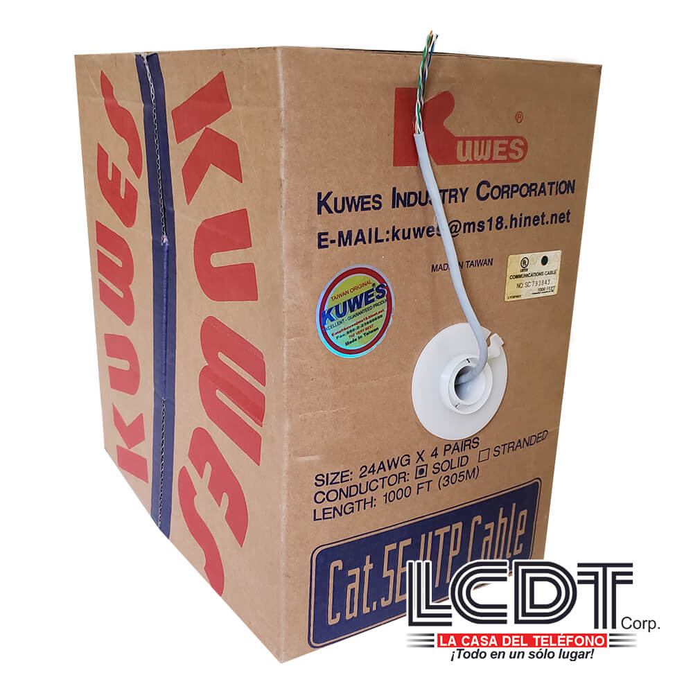 Caja de UTP CAT5e Gris, cobre, 1000 pies - KUWES UTP-C5EGY