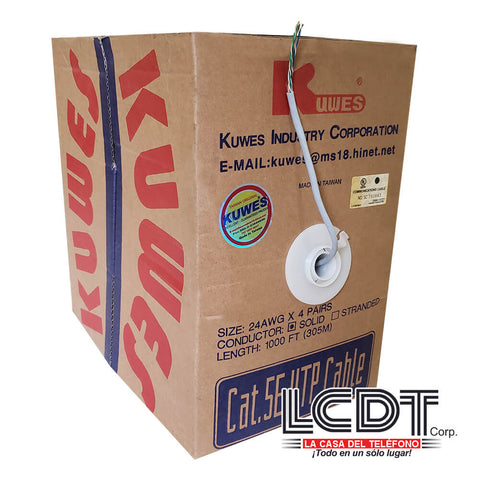 Caja de UTP CAT5e Gris, cobre, 1000 pies - KUWES UTP-C5EGY