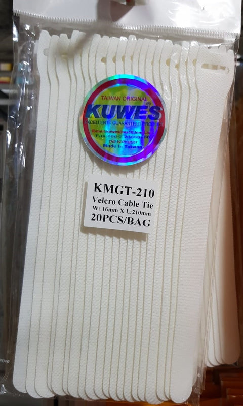 Paquete de Velcro en color blanco, 20 unidades, 16x210mm – KMGT-210WH