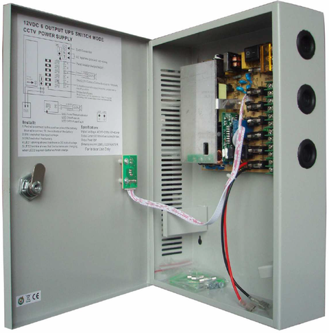 Fuente de poder tipo caja con respaldo de batería, 6CH y salida de 12Vdc 6A – CV-PSU1266B