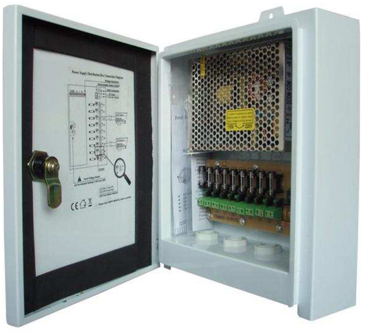 Fuente de poder tipo caja waterproof de 9CH y salida de 12Vdc 10A – CV-PSU1291W