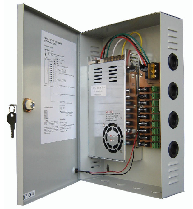 Fuente de poder tipo caja de 9CH y salida de 12Vdc 24A – CV-PSU1294