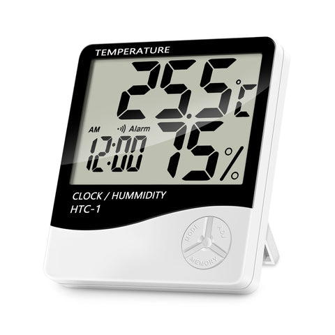 Termómetro Higrómetro digital, mide humedad, temperatura y tiempo - HTC-1