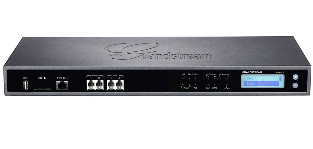 Central IP, soporta 2000 usuarios, 200 llamadas concurrentes, 2 FXS, 2 FXO, 2 Gigabit con PoE+ integrado – UCM6510 Grandstream