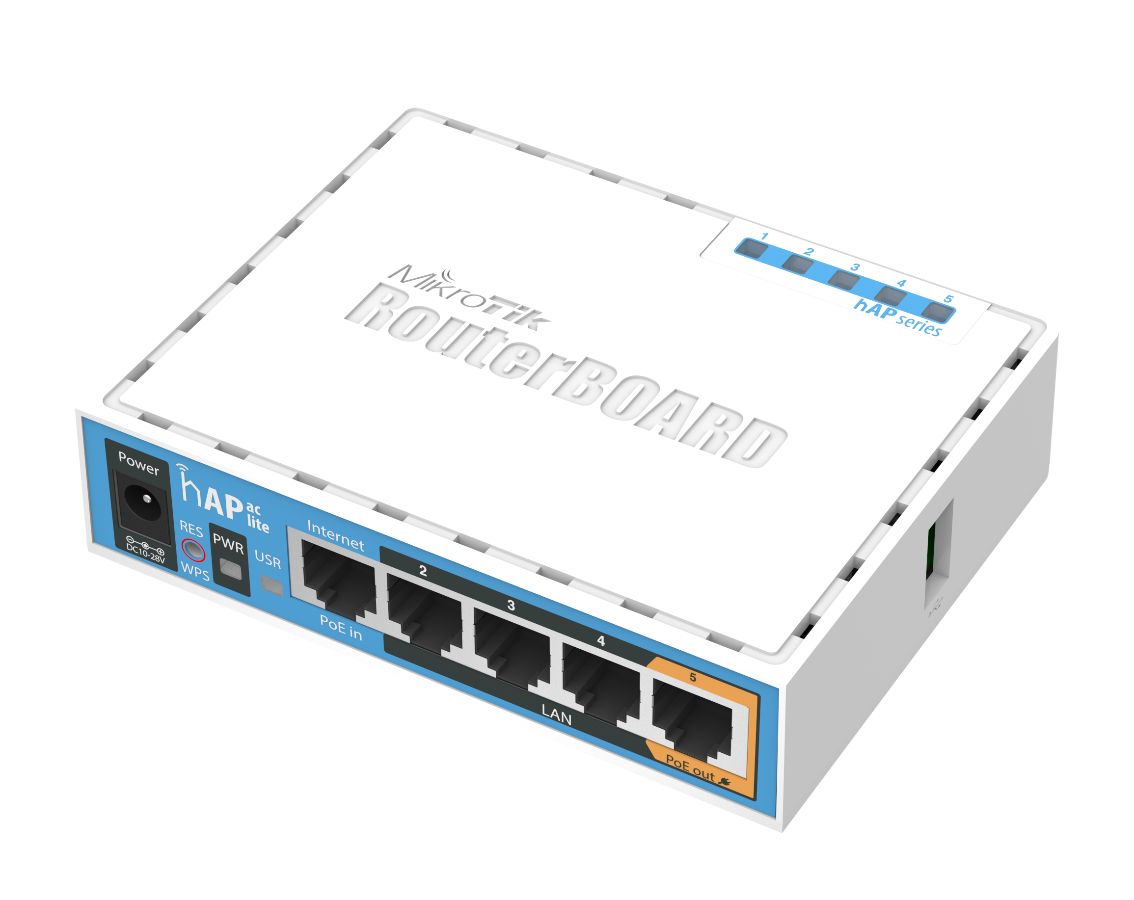 Router inalámbrico 2.4/5Ghz, 5 puertos, PoE en puerto #5, USB – RB952Ui-5ac2nD (hAP ac lite) Mikrotik