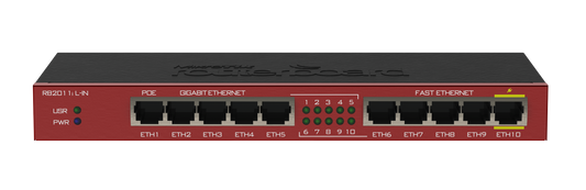 Router con 5 puertos Gigabit, 5 puertos 10/100, 1 puerto PoE – RB2011iL-IN Mikrotik