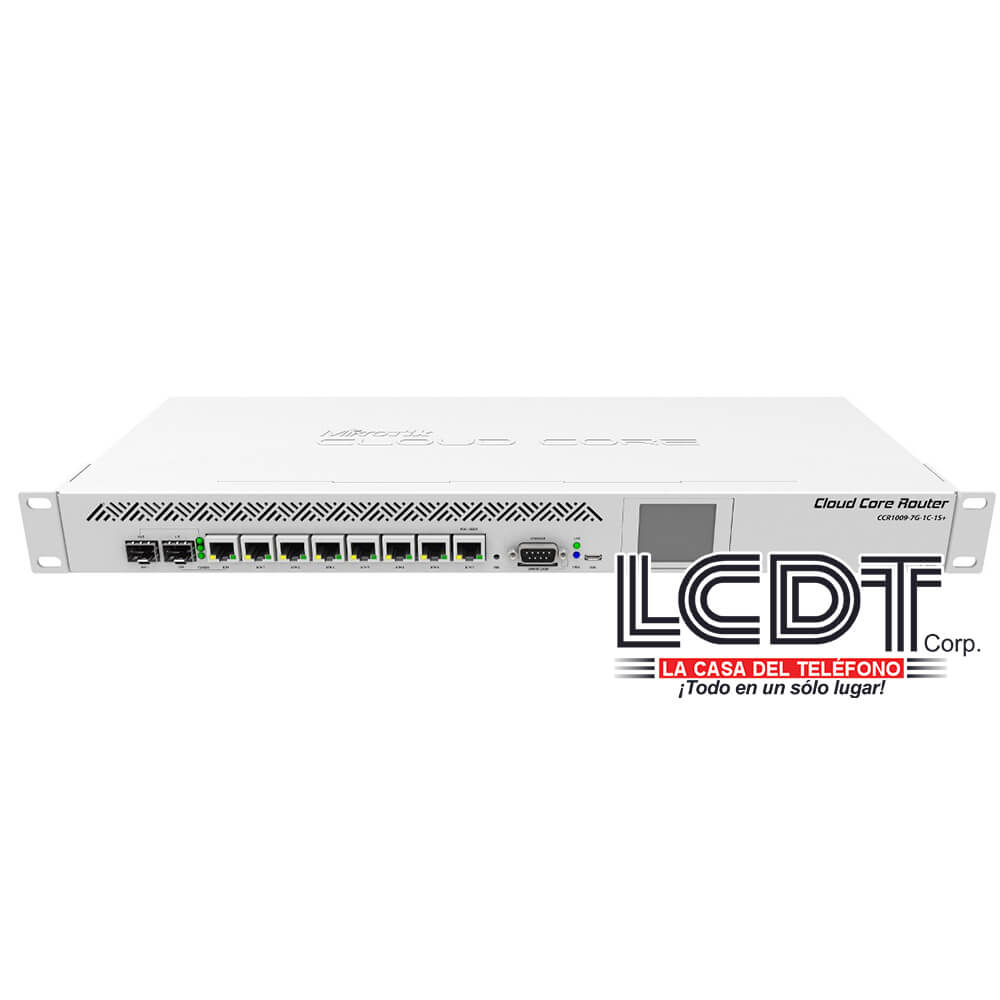 Cloud Core Router, 7 puertos Gigabit, 1 Combo SFP, CPU 9 núcleos, 1Gb RAM – CCR1009-7G-1C-PC Mikrotik