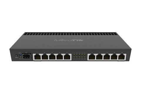 Router con 10 puertos Gigabit ethernet, CPU 1.4Ghz, 1G RAM, SFP+ 10Gbps, sobremesa o montaje en rack – RB4011iGS+RM MikroTik