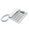Teléfono Uniden AT6410 en color blanco con teclas grandes, pantalla con identificador de llamadas y altavoz