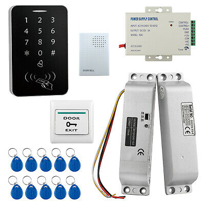 KIT completo de acceso: Cerradura de perno, teclado, fuente de poder, campana, botón de salida y llaveros de proximidad – B04-KIT
