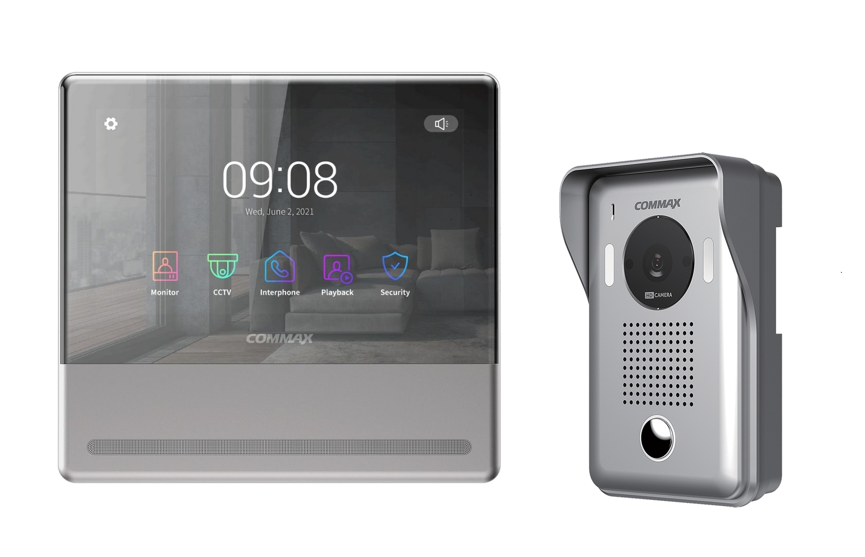 Kit de Video portero PREMIUM Commax: Monitor CDV-70QT y Cámara DRC-40YFD, conectividad con teléfono móvil