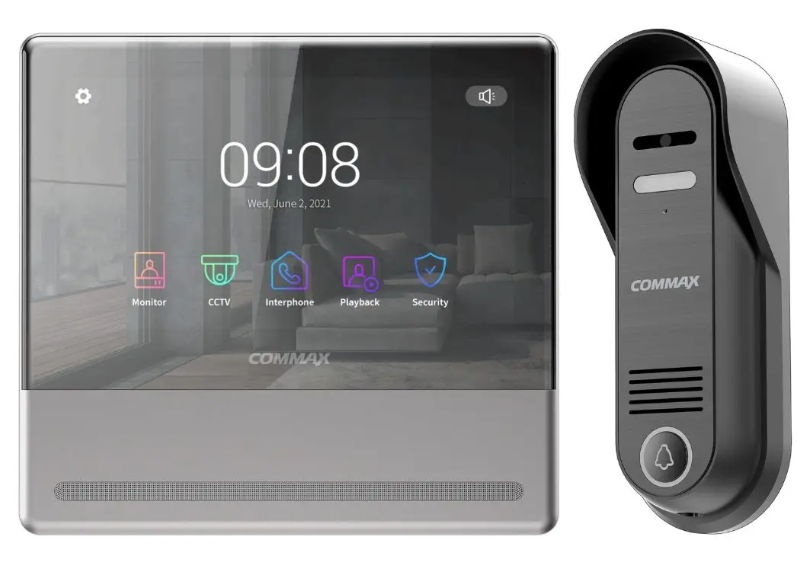 Kit de Video portero PREMIUM Commax: Monitor CDV-70QT y Cámara DRC-4CPHD2, conectividad con teléfono móvil