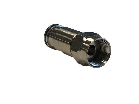 Conector F de compresión macho para cable RG-59, 75 Ohmios, para uso en intemperie – Quest COM-1359