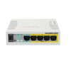 Switch con 5 puertos gigabit ethernet, PoE, 1 interface SFP – RB260GSP (CSS106-1G-4P-1S) Mikrotik