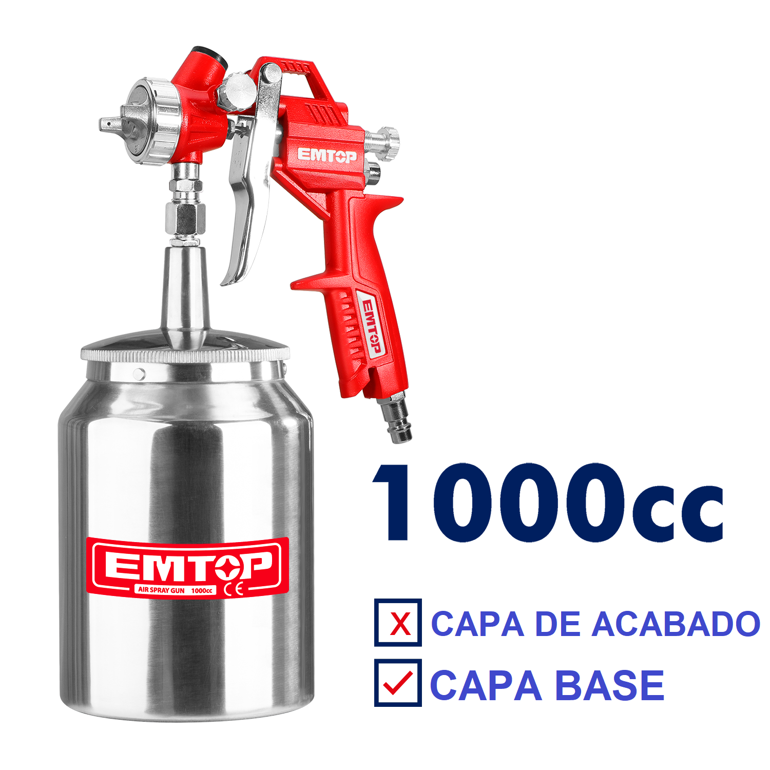 Pistola para pintar de alta presión, boquilla de 1.5mm, capacidad de 1000CC – EMTOP EASG10001