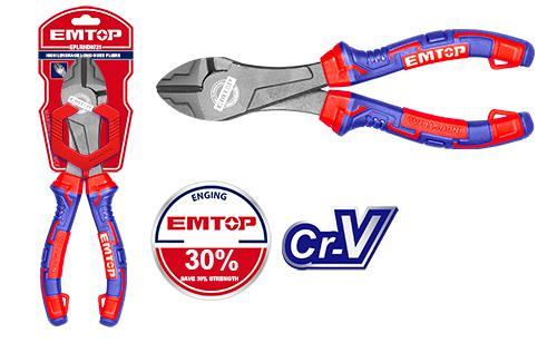 Alicate heavy duty de corte diagonal de 7”, diseño de alto apalancamiento – EMTOP EPLRHD0721