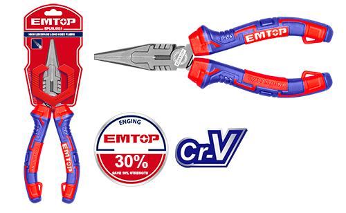 Alicate de punta larga de 6”, diseño de alto apalancamiento – EMTOP EPLRL0621