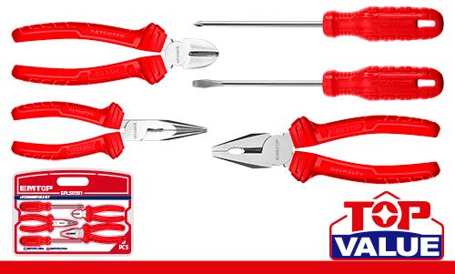 Set con 5 Herramientas de alicates y destornilladores – EMTOP EPLS0501