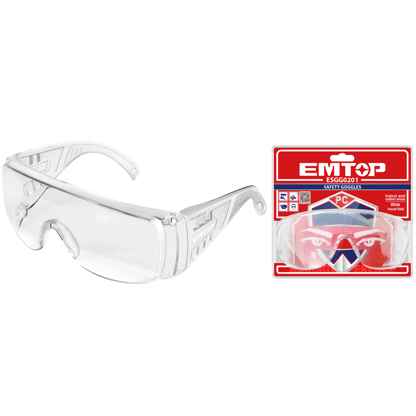 Gafas de seguridad con protección lateral, transparente - EMTOP ESGG0201