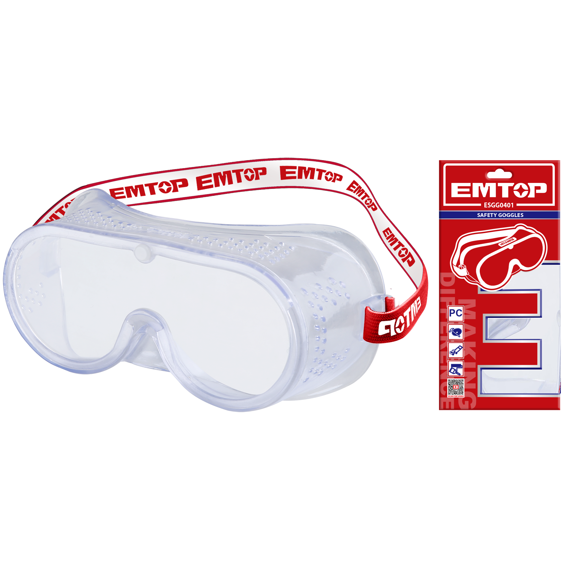 Gafas de seguridad con marco de PVC flexible - EMTOP ESGG0401