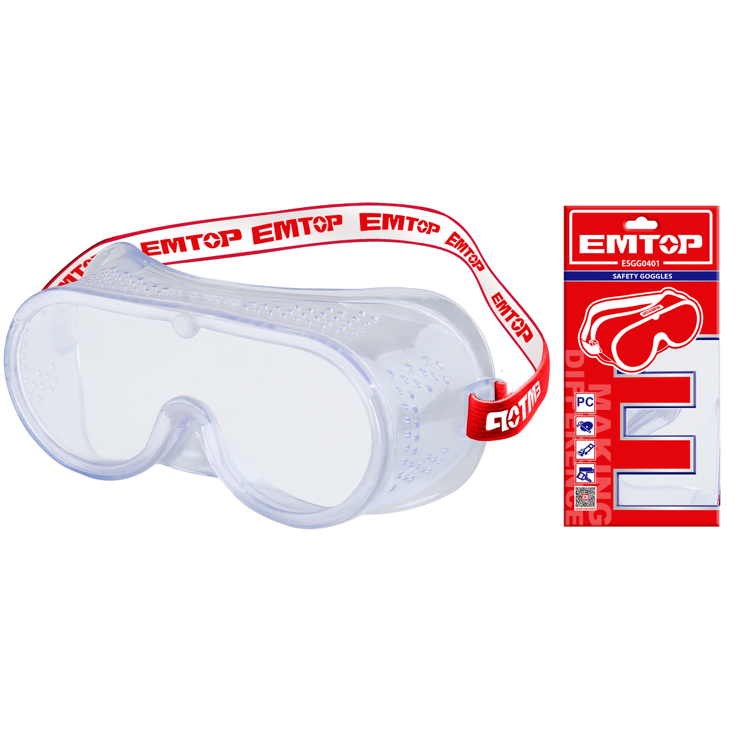 Gafas de seguridad con marco de PVC flexible - EMTOP ESGG0401